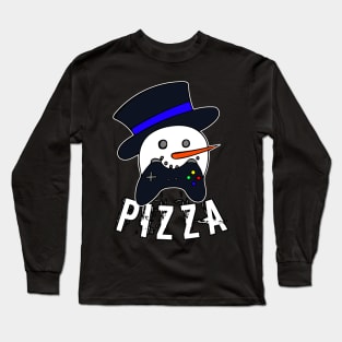 Snowman Face Gamer Pizza Long Sleeve T-Shirt